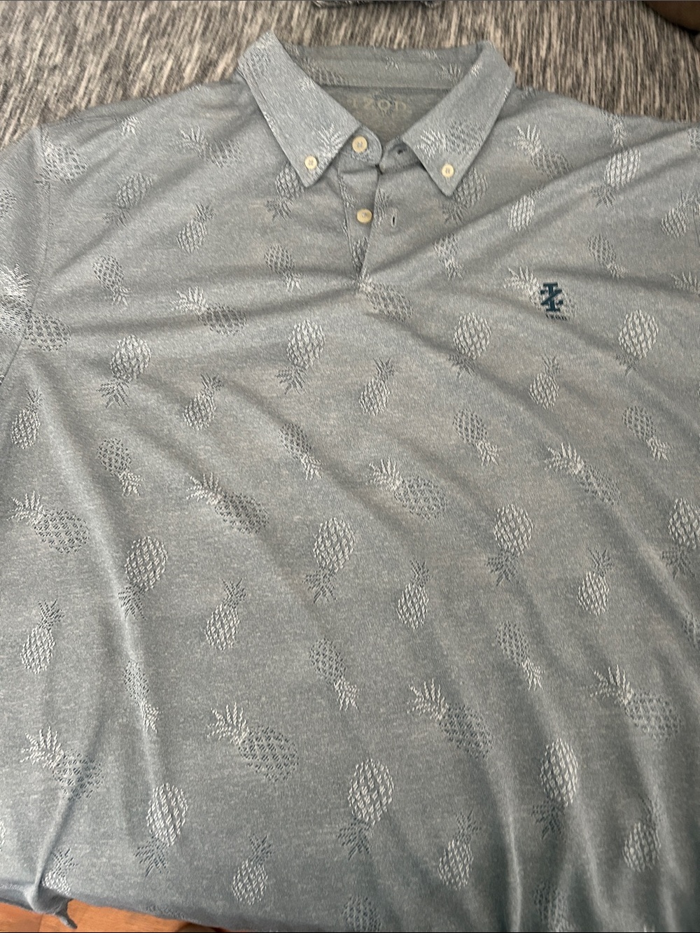 IZOD Light Blue Pineapple-Patterned Men's Polo Shirt